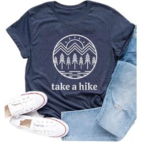 Xiaomomo Womens Take A Hike Printed Short Sleeves T-Shirt Casual Camping Hiking Graphic Tee Tops in Kuwait