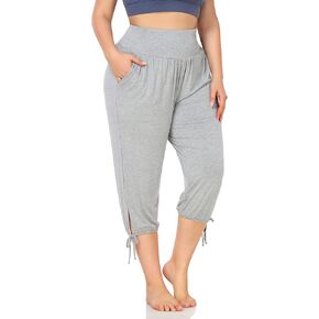 سروال كابري لليوجا مقاس كبير من ZERDOCEAN للنساء للركض في الأماكن المغلقة كاجوال ومريح مع جيوب in Kuwait