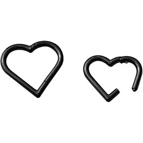 Viallct 2 Pcs 16G Heart Daith Piercing Jewelry Stainless Steel Heart Shaped Clicker Rook Hoop Tragus Ring 10mm 8mm Cartilage Helix Earring for Women and Girls