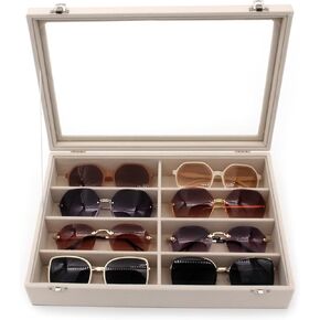 KLOUD City Velvet Sunglasses Organizer, Glasses Storage Box Sunglasses Storage Holder Box,Glasses Display Case with 8 Slots
