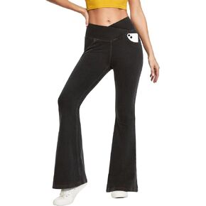 IUGA High Waisted Bell Bottom Jeans for Women Flare Stretchy Jeans Pull On Wide Leg Jean Woman V Cross Flare Leggings Pants in Saudi Arabia