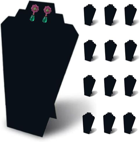 كوداننت 12.5 بوصة أسود مخملي قلادة عرض تقف للبيع، حامل عرض قلادة على الطاولة للمجوهرات، عرض مجوهرات قابل للطي للبيع والعروض (مجموعة من 12) in Kuwait