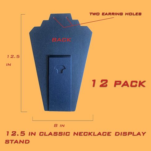 كوداننت 12.5 بوصة أسود مخملي قلادة عرض تقف للبيع، حامل عرض قلادة على الطاولة للمجوهرات، عرض مجوهرات قابل للطي للبيع والعروض (مجموعة من 12) in Kuwait