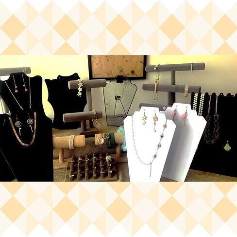 كوداننت 12.5 بوصة أسود مخملي قلادة عرض تقف للبيع، حامل عرض قلادة على الطاولة للمجوهرات، عرض مجوهرات قابل للطي للبيع والعروض (مجموعة من 12) in Kuwait