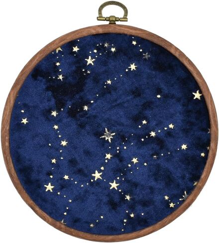 Wall Hanging Brooch Jewelry Storage Display Stand Enamel Pin Display Holder Earrings Necklace Glitter Pin Display Board with stars, Pin Collection Display, Canvas/leather Embroidery Hoop (Black) in Kuwait