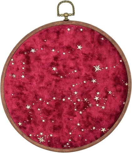 Wall Hanging Brooch Jewelry Storage Display Stand Enamel Pin Display Holder Earrings Necklace Glitter Pin Display Board with stars, Pin Collection Display, Canvas/leather Embroidery Hoop (Black) in Kuwait