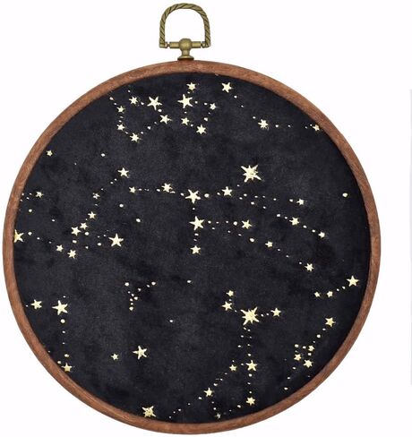 Wall Hanging Brooch Jewelry Storage Display Stand Enamel Pin Display Holder Earrings Necklace Glitter Pin Display Board with stars, Pin Collection Display, Canvas/leather Embroidery Hoop (Black) in Kuwait