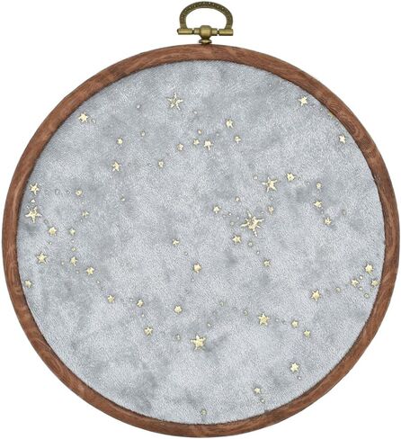 Wall Hanging Brooch Jewelry Storage Display Stand Enamel Pin Display Holder Earrings Necklace Glitter Pin Display Board with stars, Pin Collection Display, Canvas/leather Embroidery Hoop (Black) in Kuwait