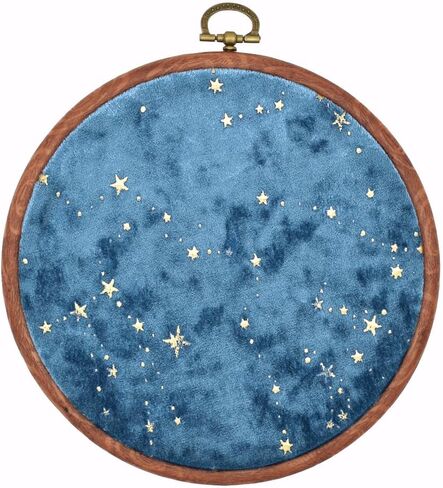 Wall Hanging Brooch Jewelry Storage Display Stand Enamel Pin Display Holder Earrings Necklace Glitter Pin Display Board with stars, Pin Collection Display, Canvas/leather Embroidery Hoop (Black) in Kuwait