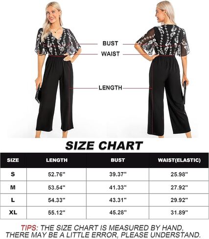 جمبسوت Hojalis للنساء برقبة على شكل حرف V وأكمام قصيرة وأزرار كاجوال مرنة وخصر عالي وساق واسعة ورقبة من الدانتيل in Kuwait