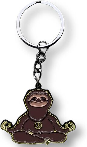 لوكي سلسلة مفاتيح معدنية على شكل حيوان الكسلان مع طلاء المينا متوسطة الحجم للتأمل لليوجا (قطعة واحدة)، فحمي، 2 انش, فحمي, 2" in Kuwait