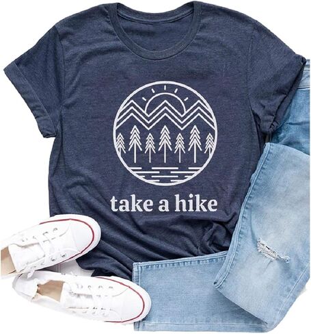 Xiaomomo Womens Take A Hike Printed Short Sleeves T-Shirt Casual Camping Hiking Graphic Tee Tops in Kuwait