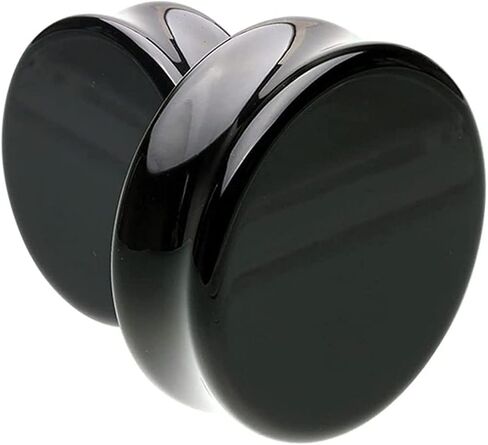 Pair Black Obsidian Stone Double Flared Plug Gauges 28,30,32,34 MM sizes Expander E614 in Kuwait