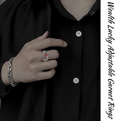 JEWPARK 12 قطعة Feng Shui Pixiu Mantra Ring للرجال والنساء البوذية تميمة الحظ السعيد تعويذة حماية مزدوجة حلقة الثروة الحظ حلقات العقيق القابلة للتعديل هدية in Kuwait