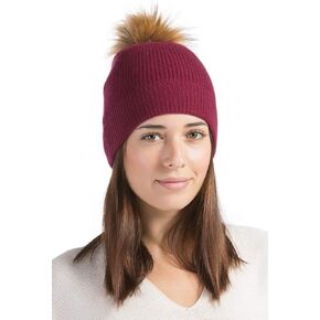 Fishers Finery Women's 100% Cashmere Beanie Hat with Pom in Kuwait
