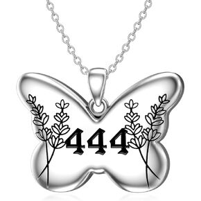 Valentine Gift for Her Women Mother Girls 925 Sterling Silver Angel Number Butterfly Pendant Necklace for Women 1111 222 333 444 555 777 888 999 Necklace Numerology Jewelry Gift for Her