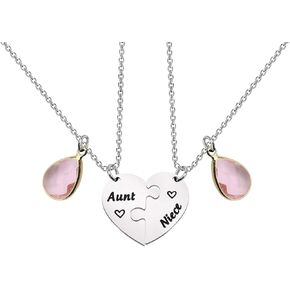 UJIMS Aunt and Niece Heart Matching Necklace Set Auntie Niece Jewelry for Her Niece Birthday Gift Aunt Gift from Niece Nephew