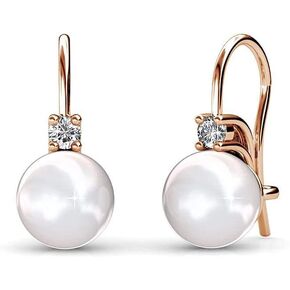 Cate & Chloe Cassie 18k White Gold Pearl Drop Earrings For Women | Women's Drop & Dangle Earrings With Crystals, Classic Pearl Earring Set, Fashion Earrings For Women, Hypoallergenic Earrings in Saudi Arabia
