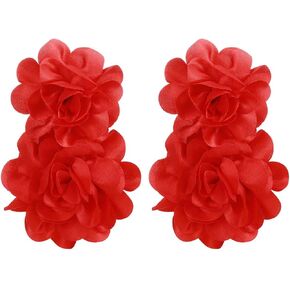 Aksod Large Flower Statement Earrings Red Fabric Flower Earrings Stud Oversized Exaggerated Dangle Earrings Jewelry for Women and Girls in Kuwait