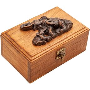 IYARA CRAFT Box made of real teak, used for storing jewelry or gemstones, earrings, rings, necklaces suitable for women. Or buy as a gift Or use for decorating a vintage style house Natural and unique in Kuwait