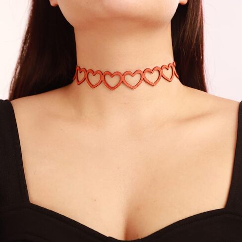 Hollow Heart Choker Necklace Sexy Thin Short Love Necklace Adjustable Soft Collar Necklace Accessories in Saudi Arabia