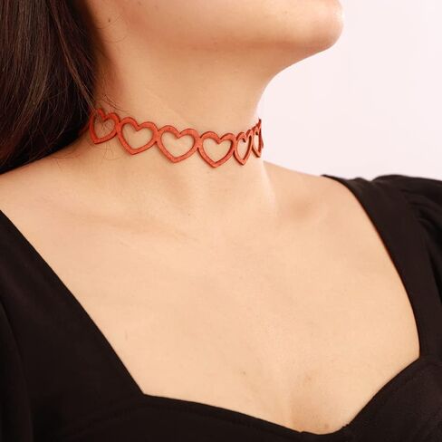 Hollow Heart Choker Necklace Sexy Thin Short Love Necklace Adjustable Soft Collar Necklace Accessories in Saudi Arabia