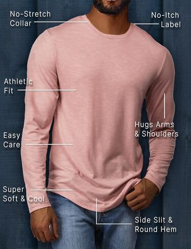 H2H Mens Casual T Shirt Long/Short Sleeve T Shirt Muscle Gym Workout Athletic Tee in Kuwait