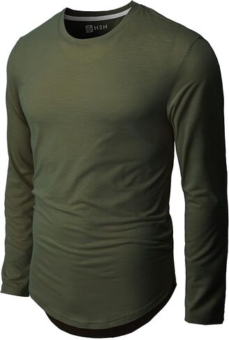 H2H Mens Casual T Shirt Long/Short Sleeve T Shirt Muscle Gym Workout Athletic Tee in Kuwait