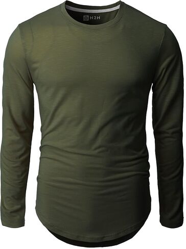 H2H Mens Casual T Shirt Long/Short Sleeve T Shirt Muscle Gym Workout Athletic Tee in Kuwait