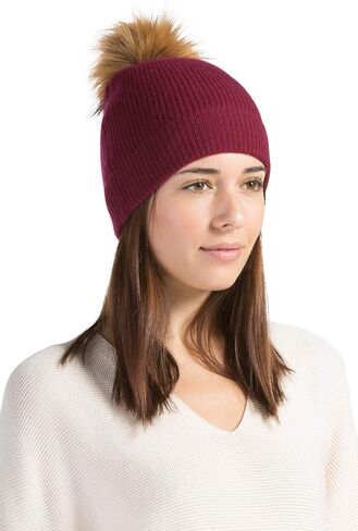 Fishers Finery Women's 100% Cashmere Beanie Hat with Pom in Kuwait