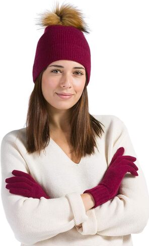 Fishers Finery Women's 100% Cashmere Beanie Hat with Pom in Kuwait