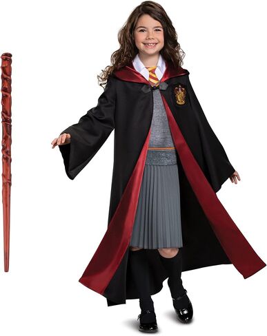 Hermione Costume Combo, Official Wizarding World Deluxe Hooded Robe and Wand for Kids in Saudi Arabia