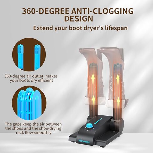 مجفف الأحذية Monealpis - جهاز تسخين مجفف الأحذية المحمول مع منفاخ حراري ومؤقت ورف قابل للطي قابل للتعديل لأحذية العمل والأحذية والقفازات والخوذ وأحذية التزلج والأحذية الرياضية in Kuwait