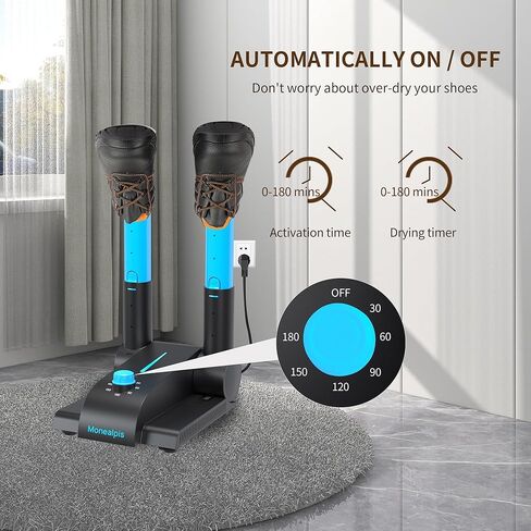 مجفف الأحذية Monealpis - جهاز تسخين مجفف الأحذية المحمول مع منفاخ حراري ومؤقت ورف قابل للطي قابل للتعديل لأحذية العمل والأحذية والقفازات والخوذ وأحذية التزلج والأحذية الرياضية in Kuwait