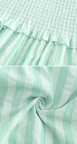 R.Vivimos Women's Summer Cotton Adjustable Straps Boho Stripe Casual Flowy A Line Midi Dress with Pockets in Kuwait