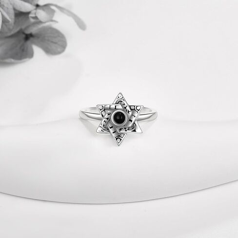 VENACOLY خاتم على شكل نجمة ديفيد من الفضة الإسترليني خاتم القلق قابل للتعديل للرجال والنساء نجمة داود مجوهرات هدايا للرجال والنساء in Kuwait