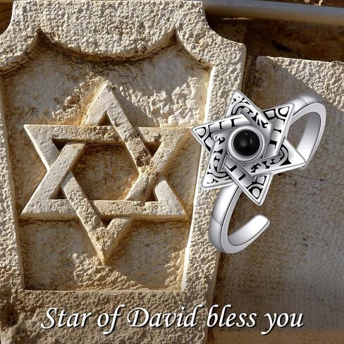 VENACOLY خاتم على شكل نجمة ديفيد من الفضة الإسترليني خاتم القلق قابل للتعديل للرجال والنساء نجمة داود مجوهرات هدايا للرجال والنساء in Kuwait