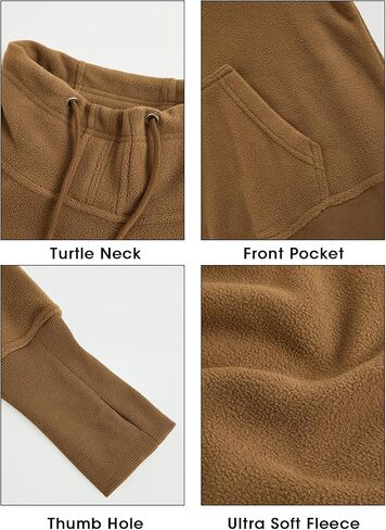 Fisoew Fleece Sweatshirts for Women Crop Fall Long Sleeve Turtle Neck Pullover Jacket Thumb Hole in Kuwait
