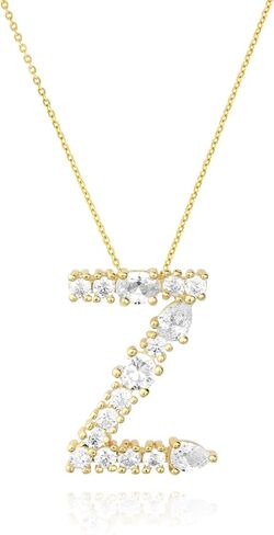 LAVLA Cubic Zirconia Initial Necklace For Women | Dainty Initial Necklace | 18k Gold Plated Colorful Crystal Letter Necklace For Girls in Kuwait
