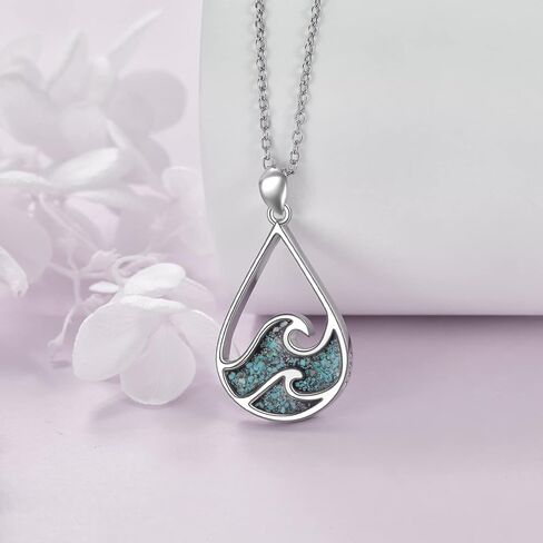 YFN Sea Theme Necklace Sterling Silver Turquoise Pendant Summer theme Jewelry Beach Gifts for Women Men Girls Boys in Saudi Arabia