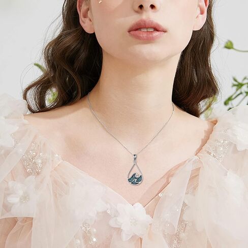 YFN Sea Theme Necklace Sterling Silver Turquoise Pendant Summer theme Jewelry Beach Gifts for Women Men Girls Boys in Saudi Arabia