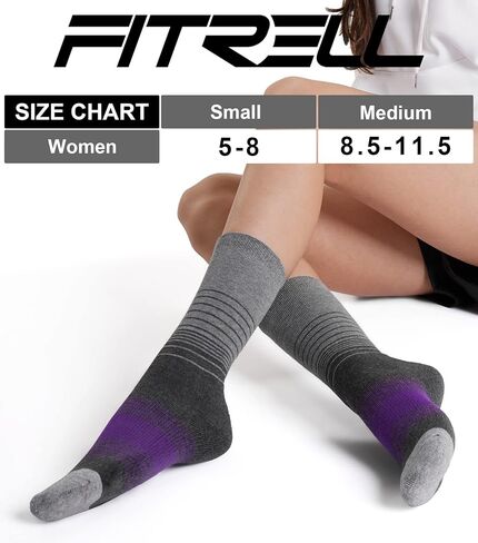 FITRELL 4 Pack Women's Merino Wool Hiking Socks Wicking Cushioned Warm Thermal Walking Boot Crew Socks in Saudi Arabia