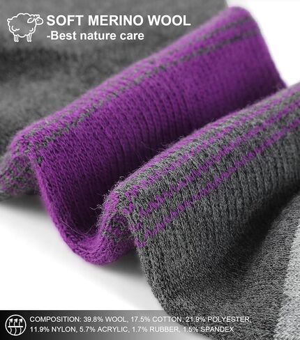 FITRELL 4 Pack Women's Merino Wool Hiking Socks Wicking Cushioned Warm Thermal Walking Boot Crew Socks in Saudi Arabia