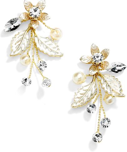 Mariell Light Silvery-Gold Bridal and Wedding Dangle Earrings, Organic Floral Motif, Perfect Flower Earring for Brides, Prom, Homecoming, Bridesmaids in Saudi Arabia