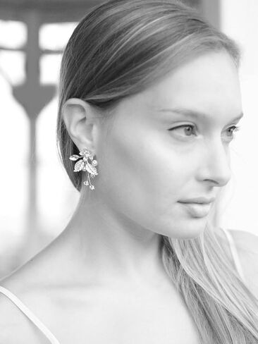 Mariell Light Silvery-Gold Bridal and Wedding Dangle Earrings, Organic Floral Motif, Perfect Flower Earring for Brides, Prom, Homecoming, Bridesmaids in Saudi Arabia