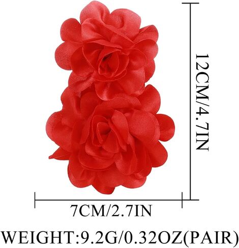 Aksod Large Flower Statement Earrings Red Fabric Flower Earrings Stud Oversized Exaggerated Dangle Earrings Jewelry for Women and Girls in Kuwait