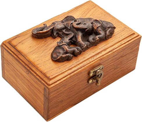 IYARA CRAFT Box made of real teak, used for storing jewelry or gemstones, earrings, rings, necklaces suitable for women. Or buy as a gift Or use for decorating a vintage style house Natural and unique in Kuwait