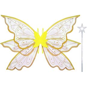 Goenb Fairy Wings for Adults, Fairy Wings and Wand Sparkle Butterfly Wings Angel Wings Halloween Party Favor Costume Dress up