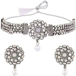 Efulgenz Indian Oxidized Jewelry for Navratri Oxidized Indian Jewelry Boho Vintage Antique Choker Necklace for Women Girls (Style 2) in Saudi Arabia