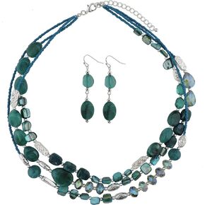 Coiris 3 Multi Layer Shell Glass Beaded Fashion Necklace for Women 21" in Kuwait
